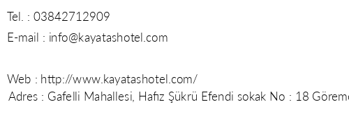 Kayata Hotel telefon numaralar, faks, e-mail, posta adresi ve iletiim bilgileri